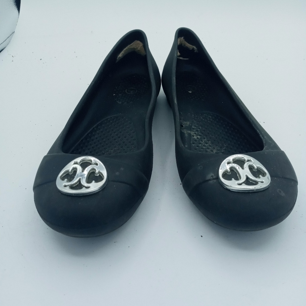Crocs Gianna Disc Flats Black Size 6 Comfort slip ons